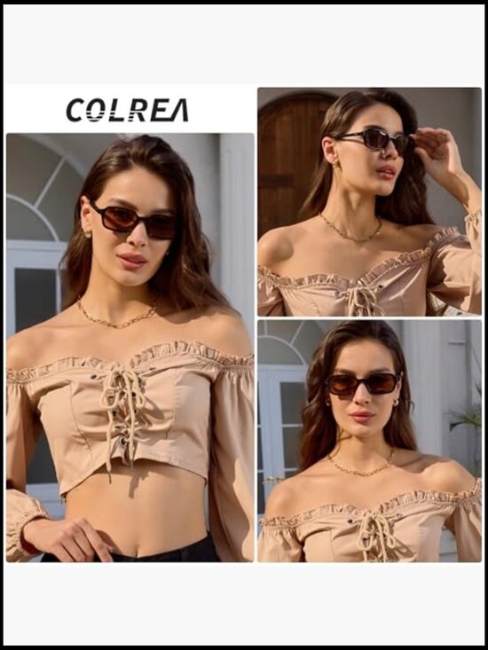 Polarized Rectangular Sunglasses with Polycarbonate Frame Retro 90s Style main image 4